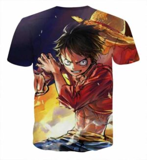 One Piece Anime Monkey D Luffy Ready To Fight Cool T-shirt