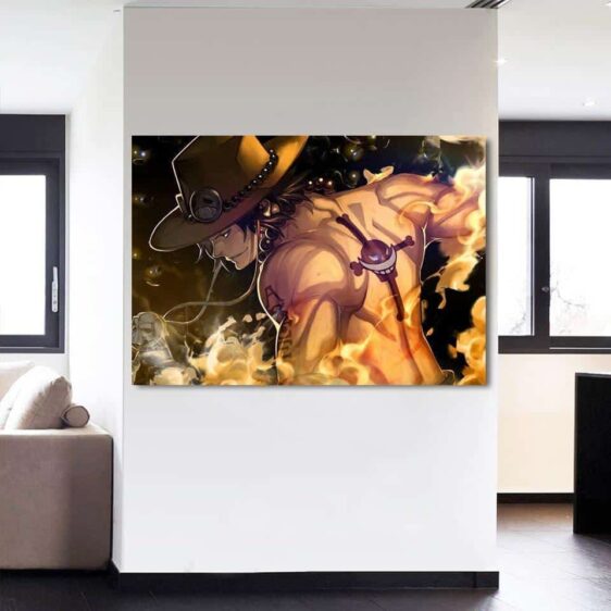One Piece Awesome Ace Fire Fist Burning Around 1pc Wall Art