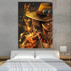 One Piece Blazing Fire Fist Ace Pirate Yellow 1pc Wall Art