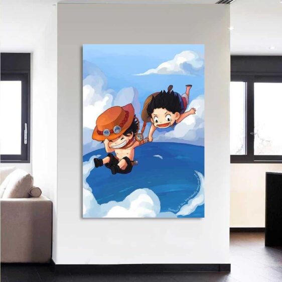 One Piece Chibi Luffy And Ace Jumps In The Ocean 1pc Canvas