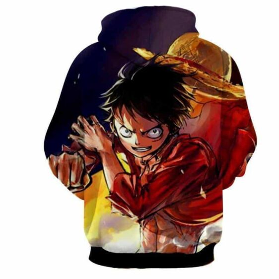 One Piece Cool Pirate King Luffy Pistol Skill Hoodie