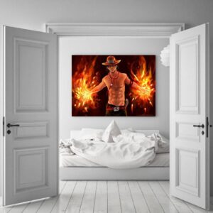 One Piece Cool Portgas D. Ace Fire Fist Orange 1pc Wall Art
