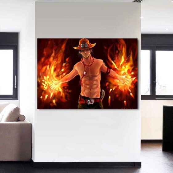 One Piece Cool Portgas D. Ace Fire Fist Orange 1pc Wall Art