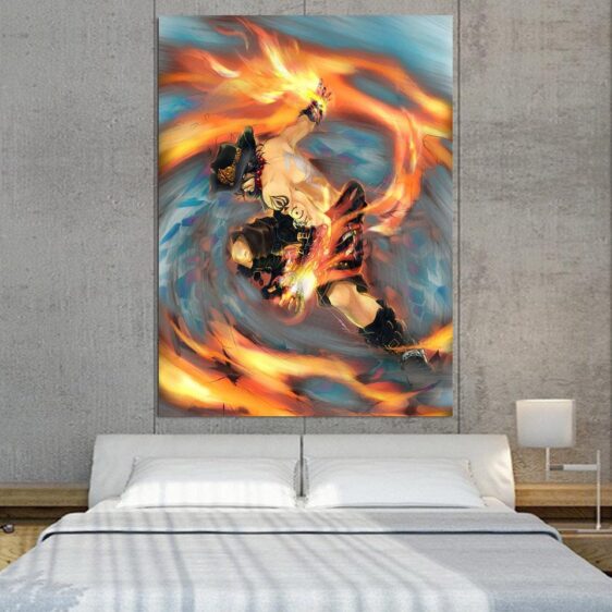 One Piece Fiery Ace Fire Fist Battle Fight 1pc Canvas Print