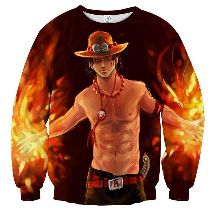 One Piece Fiery D Ace Cool Art Style 3d Design Sweatshirt