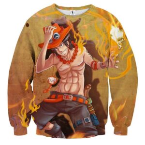 One Piece Fire Fist Ace Fiery Blazing Hot Orange Sweatshirt