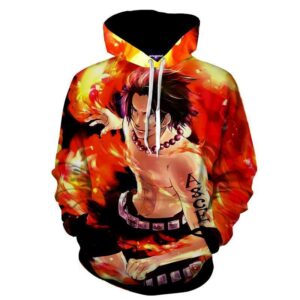 One Piece Handsome Monkey Ace Fire Fist Smiling Hoodie