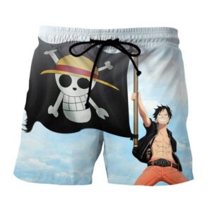 Luffy Womens Beach Shorts Quick Dry Swim Trunks Print Sports Casual Short Pants LADHRNZCMX Anime One Piece Monkey D 