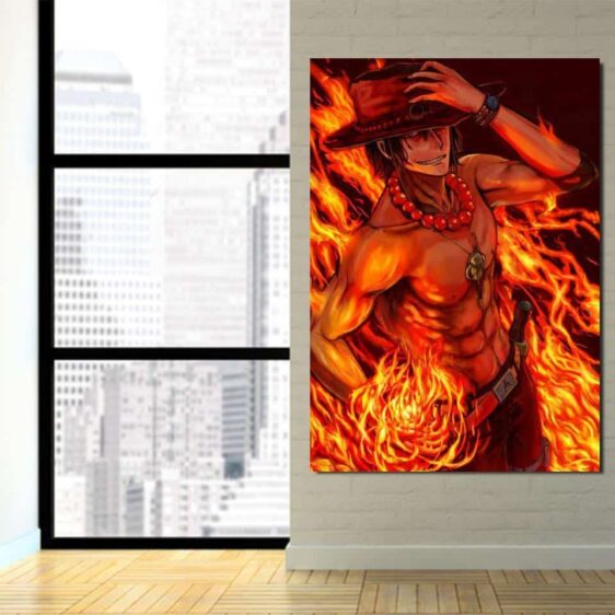 One Piece Portgas D Ace Fire Fist Power Orange 1pc Wall Art