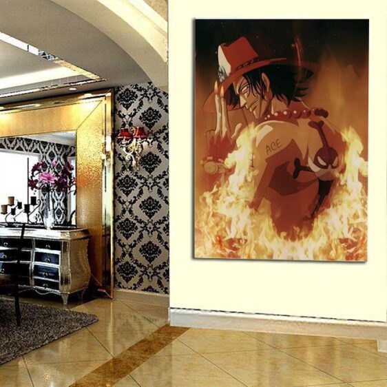 One Piece Portgas D Ace Flame Aura Portrait Orange 1pc Canvas