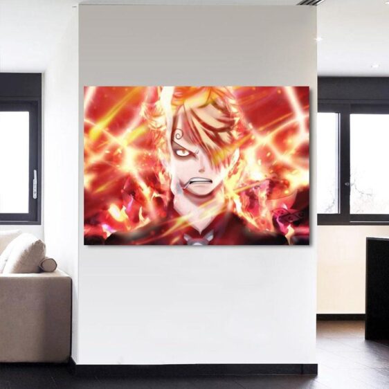 One Piece Sanji Black Leg Flamming Ablaze Orange 1pc Canvas