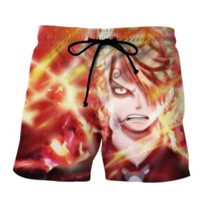 One Piece Sanji Black Leg Flamming Ablaze Orange Boardshorts
