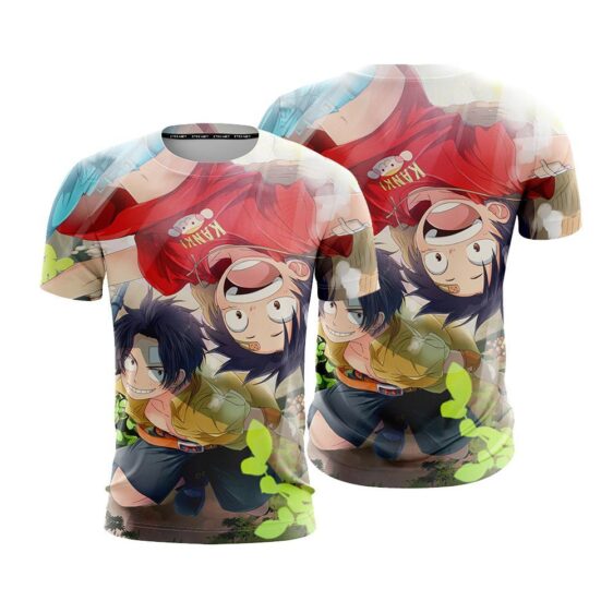 One Piece Straw Hat Luffy Playing With Portgas D Ace T-Shirt