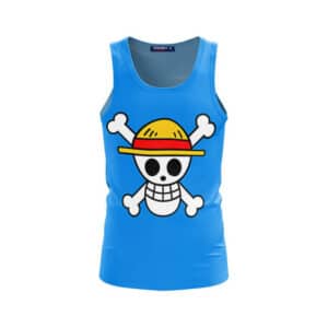 One Piece Straw Hat Pirate Logo Awesome Blue Tank Top