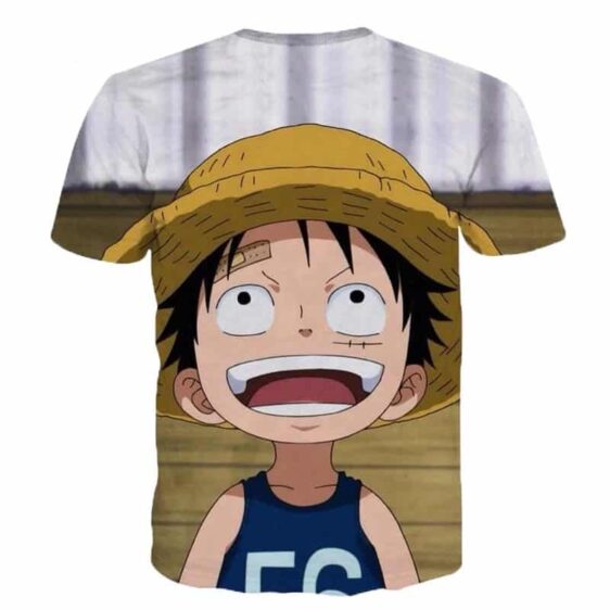 One Piece Super Cute Smiling Happy Young Straw Hat Luffy 3D T-Shirt