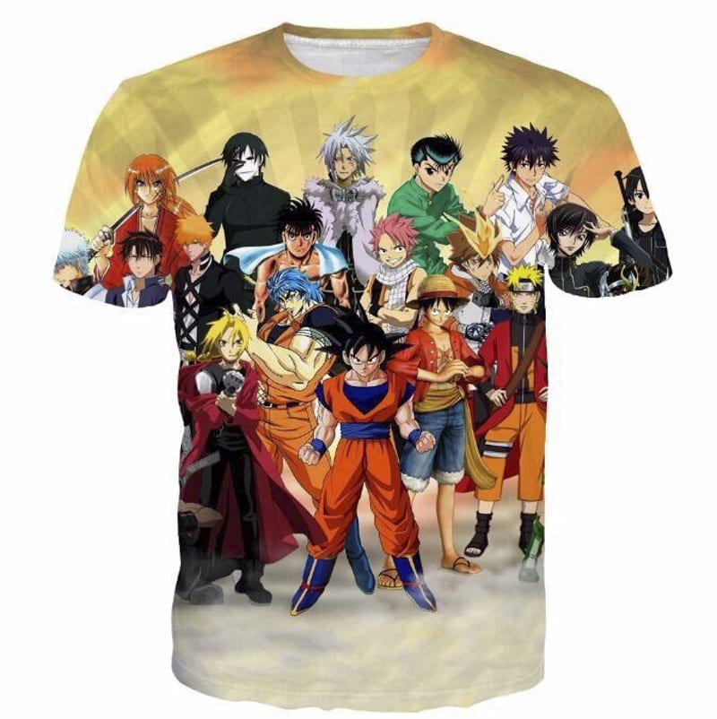 Popular Strongest Japanese Hero Squad Anime Characters 3D T-shirt - Saiyan  Stuff