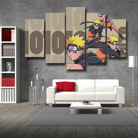 Powerful Naruto Uzumaki Shippuden Cool Brown 5pcs Wall Art