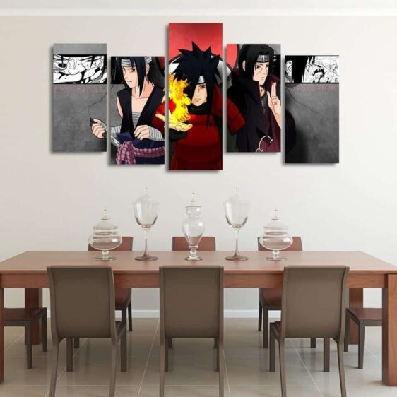 Sasuke Itachi Madara Uchiha Clan Asymmetrical 5pcs Wall Art