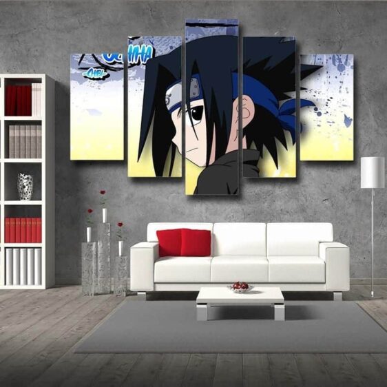 Sasuke Uchiha Chibi Style Character Cute 5pcs Wall Art Decor