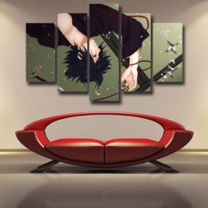 Sasuke Uchiha Romantic Art Work Design Green 5pcs Wall Art