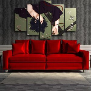Sasuke Uchiha Romantic Art Work Design Green 5pcs Wall Art