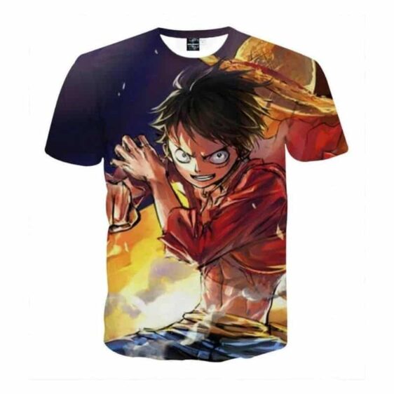 One Piece Anime Monkey D Luffy Ready To Fight Cool T-shirt