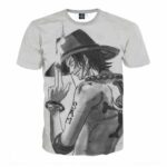 One Piece Ace Pencil Sketch Style Cool Design T-shirt