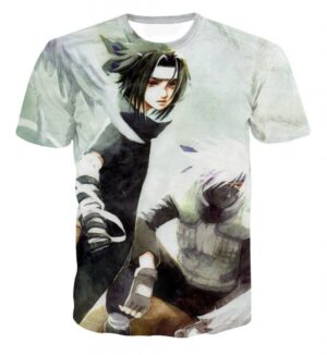 Vintage Style Sasuke and Kakashi Master Impressive Power Trendy T-shirt