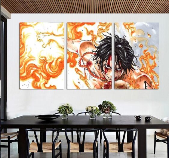One Piece Bloody Ace Fire Fist Burning Body 3pcs Wall Art