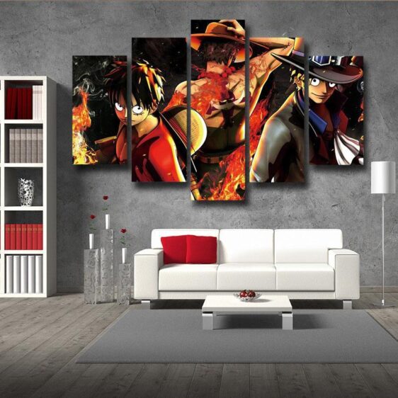 One Piece Dope Brothers Luffy Ace Sabo 5pc Wall Art Decor