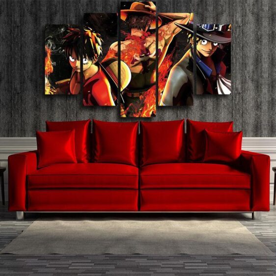 One Piece Dope Brothers Luffy Ace Sabo 5pc Wall Art Decor