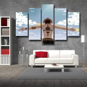 One Piece Fire Punch Ace Freedom Blue Sky 5pc Wall Art Decor