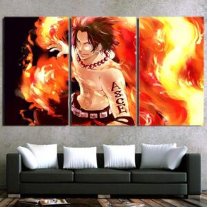One Piece Handsome Monkey Ace Fire Fist Smiling 3pcs Wall Art