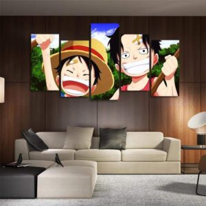 One Piece Kid Luffy Ace Big Smile Asymmetrical 5pcs Wall Art