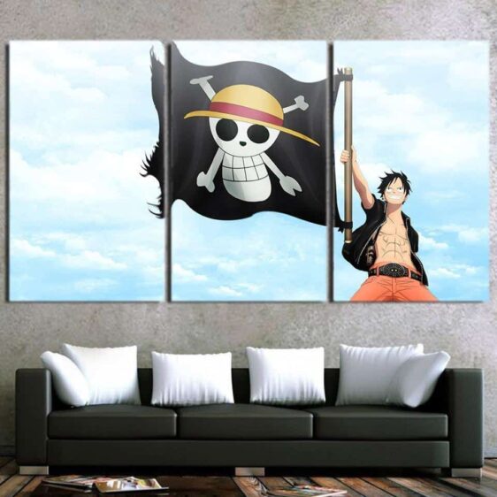 One Piece Monkey D Luffy Straw Hat Pirate Logo 3pcs Wall Art