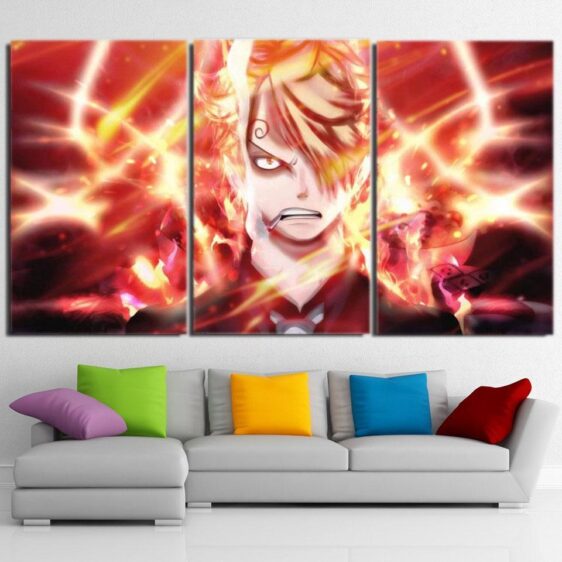 One Piece Sanji Black Leg Flamming Ablaze Orange 3pcs Canvas