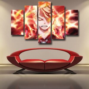 One Piece Sanji Fire Leg Dope Eye 5pc Canvas Print Decor