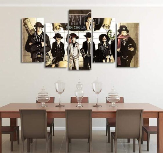 One Piece Straw Hat Pirates Crew Formal Outfit 5pcs Wall Art