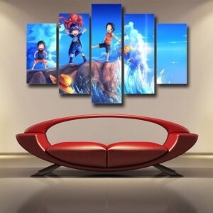 One Piece Young Luffy Ace Sabo Cute Childhood 5pc Wall Art