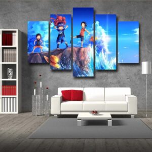 One Piece Young Luffy Ace Sabo Cute Childhood 5pc Wall Art