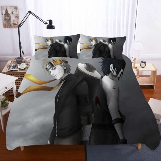 Stunning Naruto And Sasuke Melancholic Gray Bedding Set
