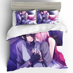 Vibrant Sasuke And Sakura Couple Fan Art Bedding Set
