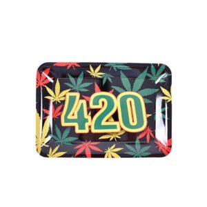 420 Rasta Flag Red Gold & Green Marijuana Herb Rolling Tray