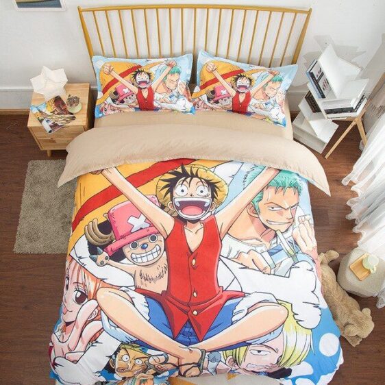 Cheerful Luffy Nami Usopp Zoro Sanji And Chopper Bed Set
