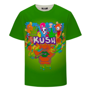 Colorful Trippy Cartoon Kush Blunt Art 420 Marijuana T-shirt