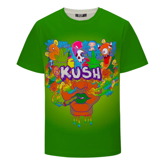 Colorful Trippy Cartoon Kush Blunt Art 420 Marijuana T-shirt