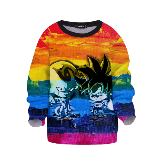 DBZ Chibi Frieza Goku Poster Paint Artistic Colorful Kids Sweatshirt