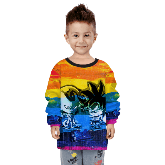 DBZ Chibi Frieza Goku Poster Paint Artistic Colorful Kids Sweatshirt