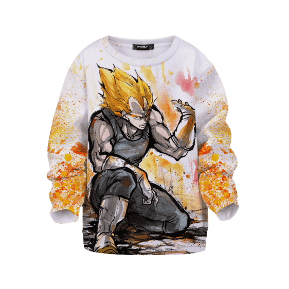 Dragon Ball Super Saiyan Vegeta Painted Color Splash Kids Sweater