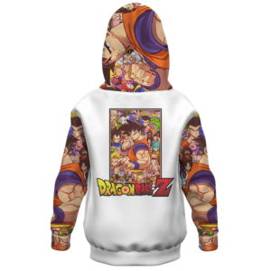 Dragon Ball Z All Characters Awesome Art White Kids Hoodie Back